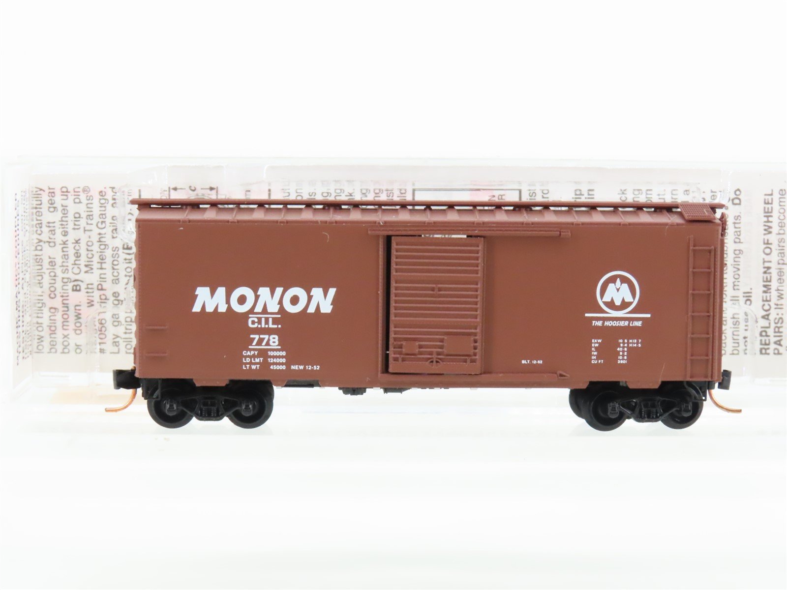 N Scale Micro-Trains MTL 20536 CIL Monon The Hoosier Line 40' Box Car #778