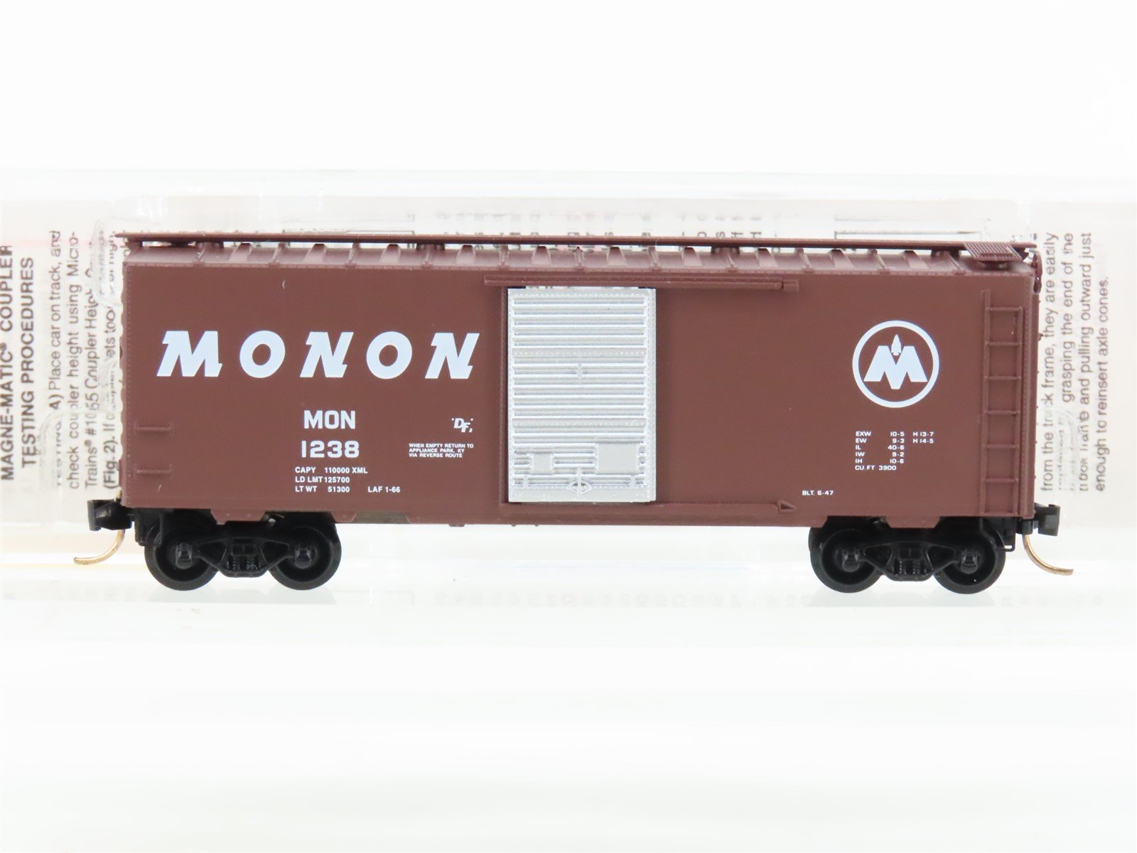 N Scale Micro-Trains MTL 20770 MON Monon 40' Single Door Box Car #1238