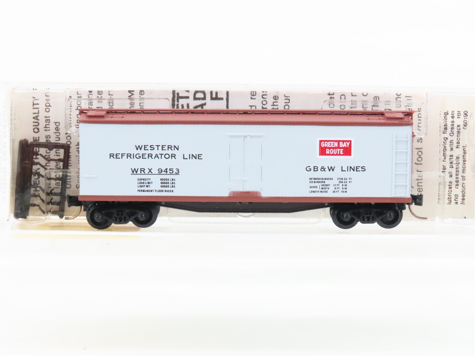 N Scale Micro-Trains MTL 49320 WRX GB&W Green Bay Route 40' Wood Reefer #9453
