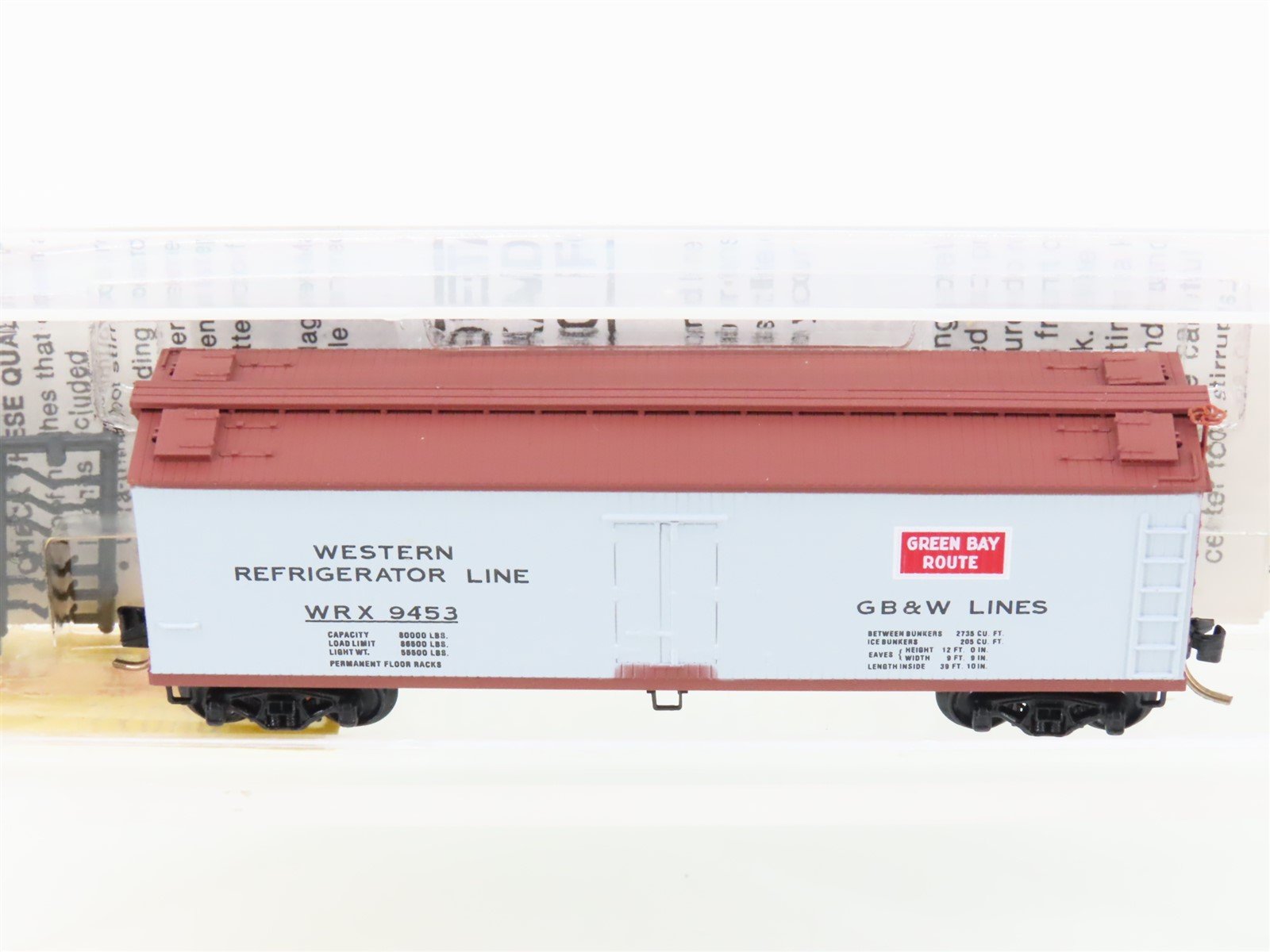N Scale Micro-Trains MTL 49320 WRX GB&W Green Bay Route 40' Wood Reefer #9453