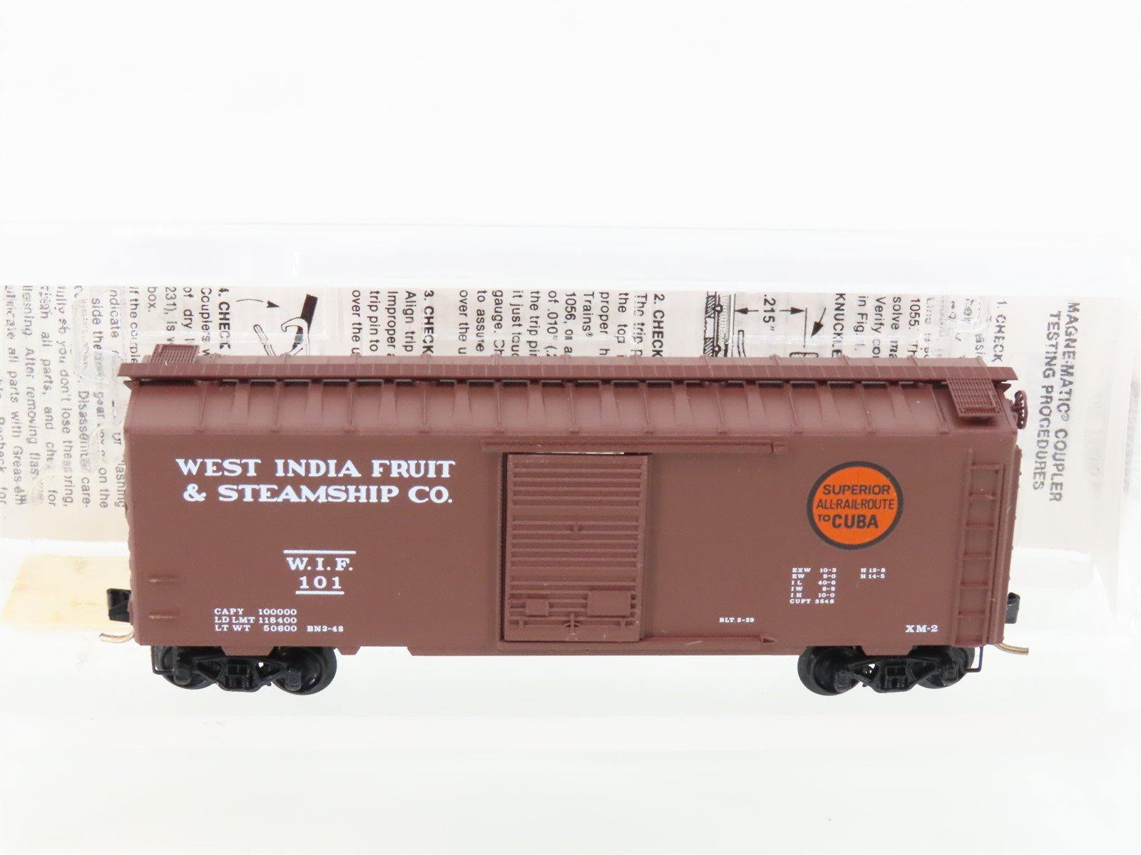 N Scale Micro-Trains MTL 20630 WIF West India Fruit 40' Single Door Box Car #101