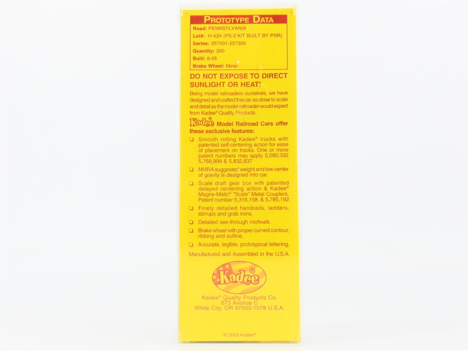 HO Scale Kadee 8311 PRR Pennsylvania 2-Bay PS-2 Covered Hopper # 257154 - SEALED