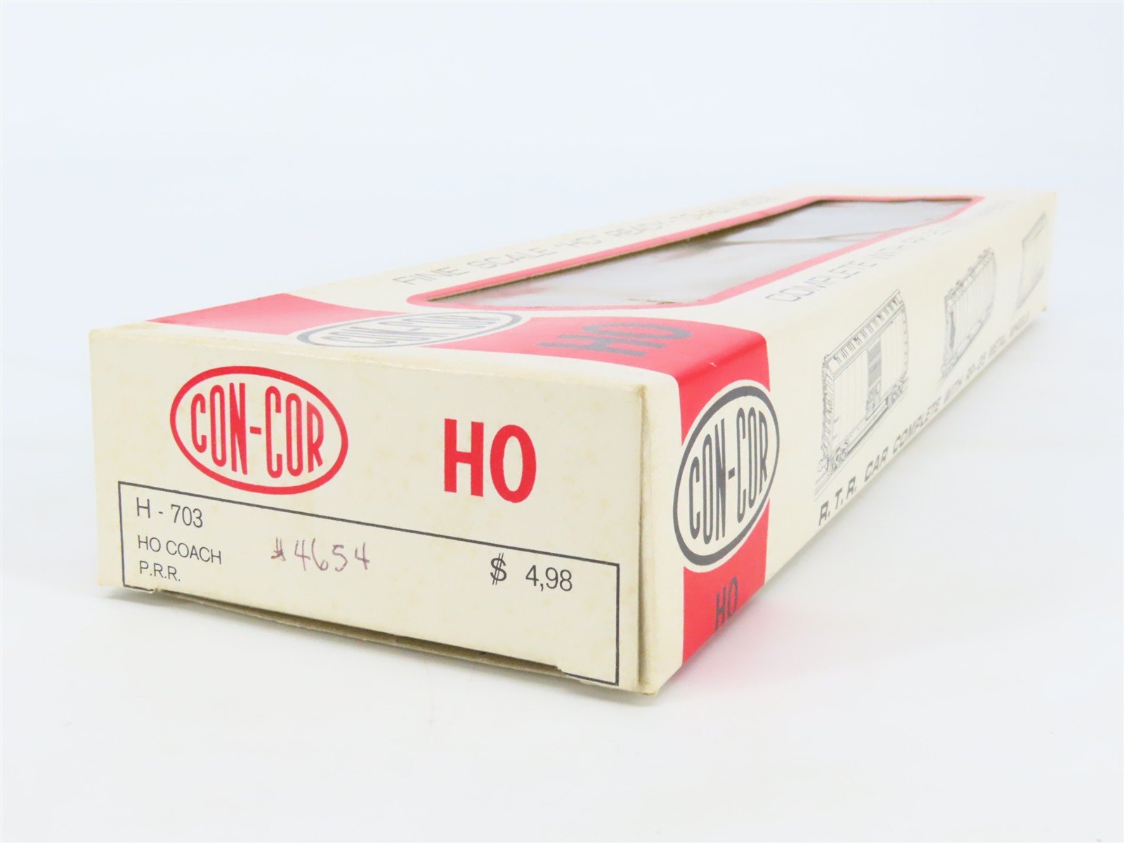 HO Scale Con-Cor H-703 PRR Pennsylvania Coach Passenger Car #4654