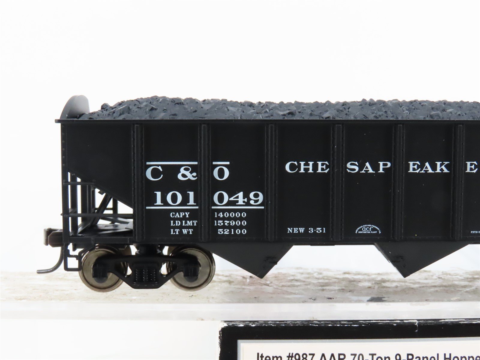 HO Scale Atlas Trainman #987 C&O Chesapeake & Ohio 3-Bay Open Hopper #101049