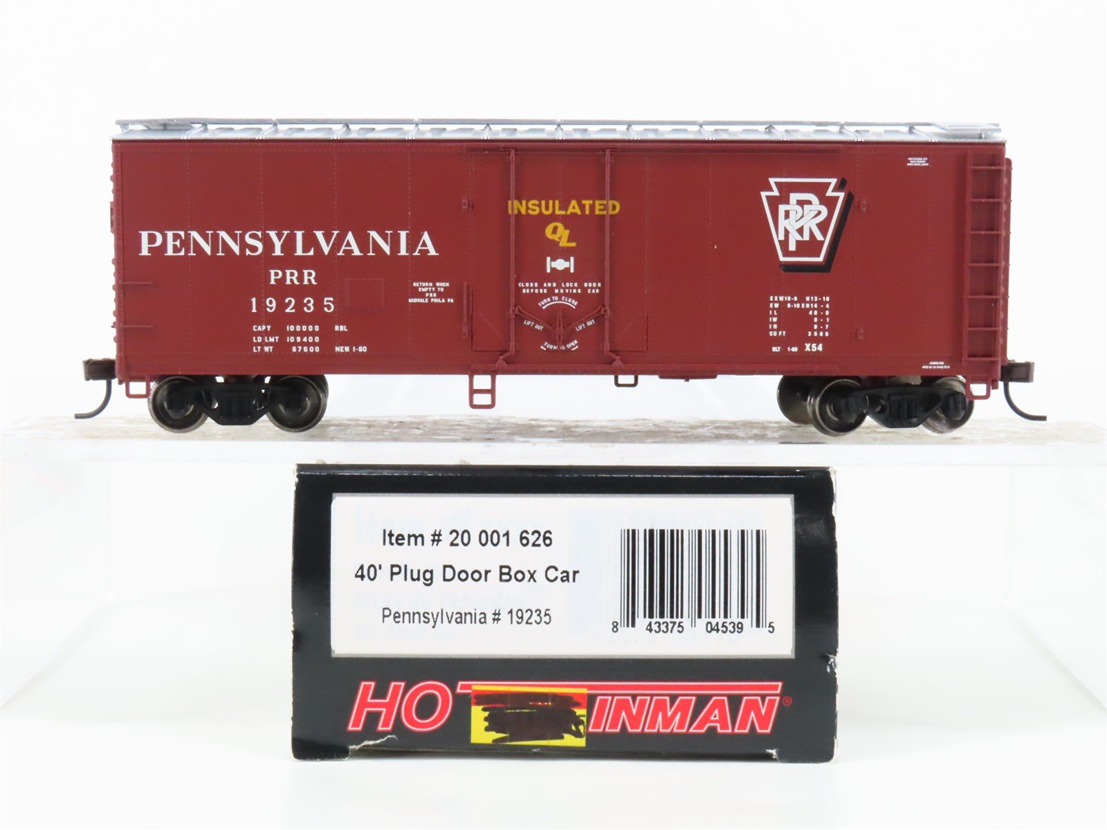 HO Scale Atlas Trainman #20001626 PRR Pennsylvania 40' Plug Door Box Car #19235