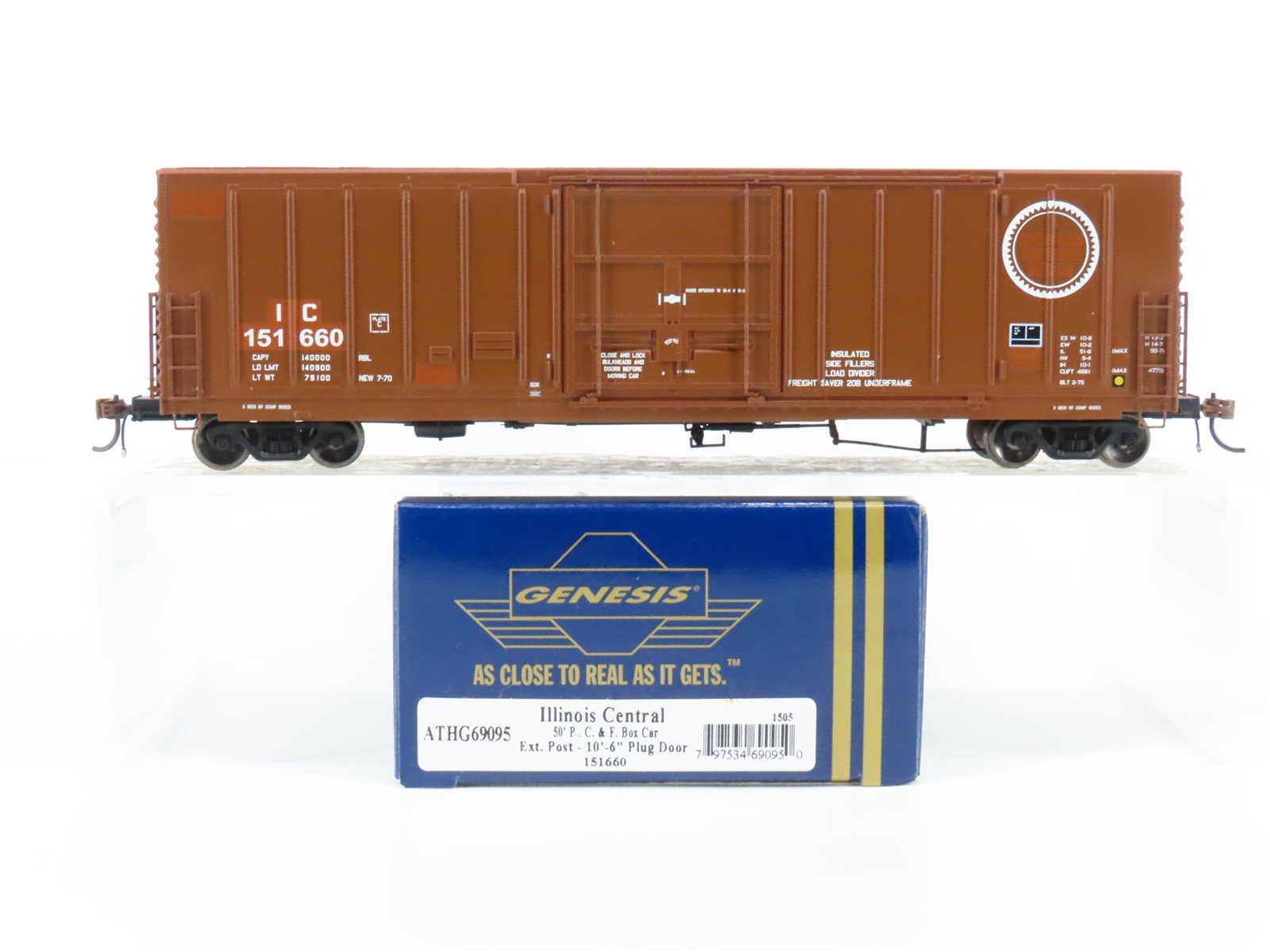 HO Athearn Genesis ATHG69095 IC Illinois Central 50' Plug Door Box Car #151660