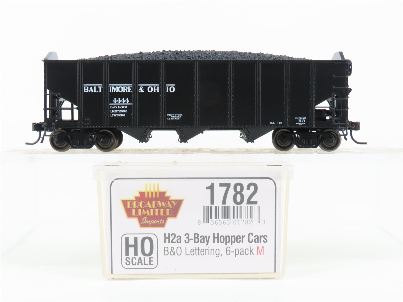 HO Scale Broadway Limited Imports 1782 B&O Baltimore & Ohio 3-Bay Hopper #4444