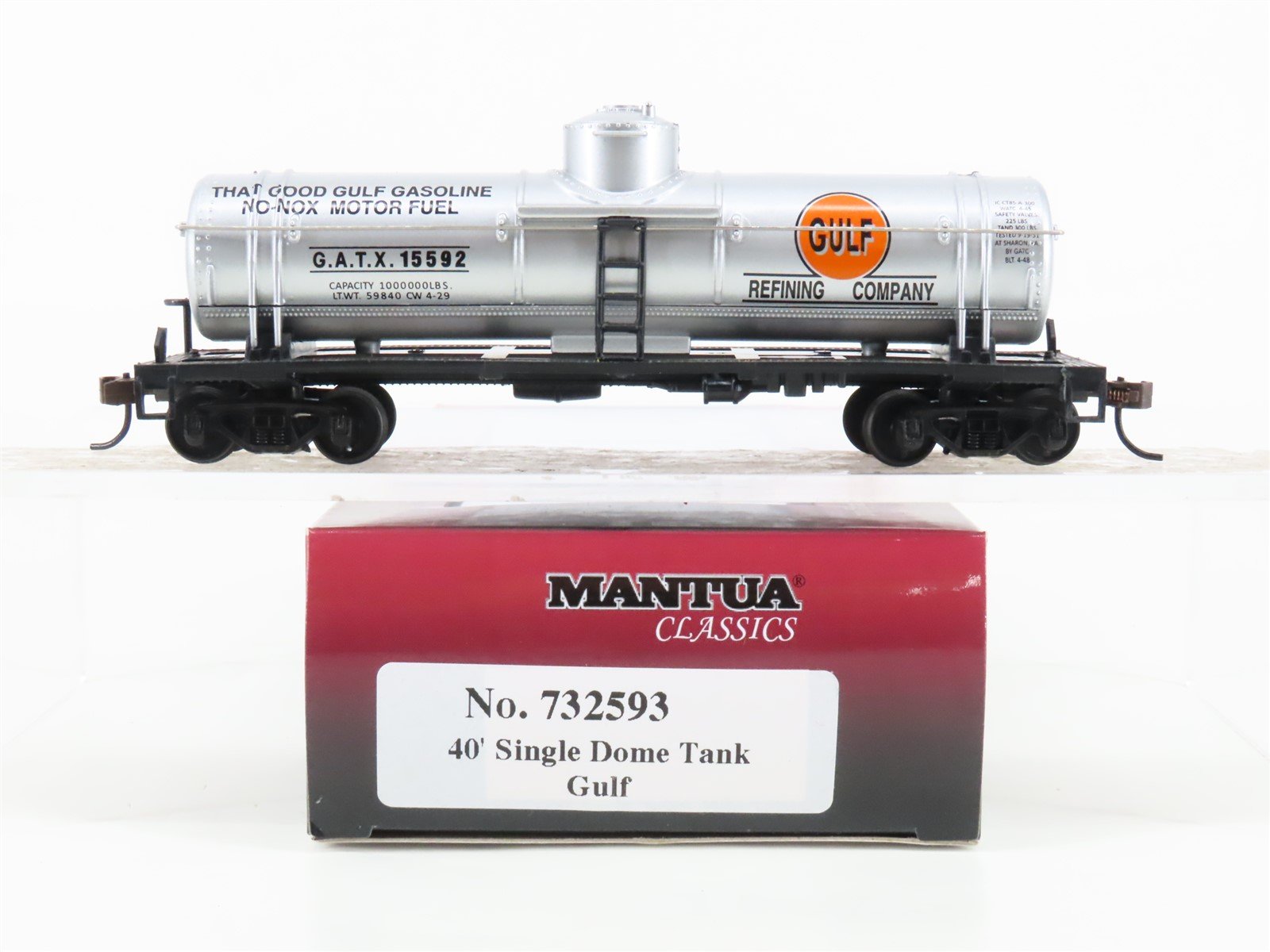HO Scale Mantua 732593 GATX Gulf 40' Single Dome Tank Car #15592
