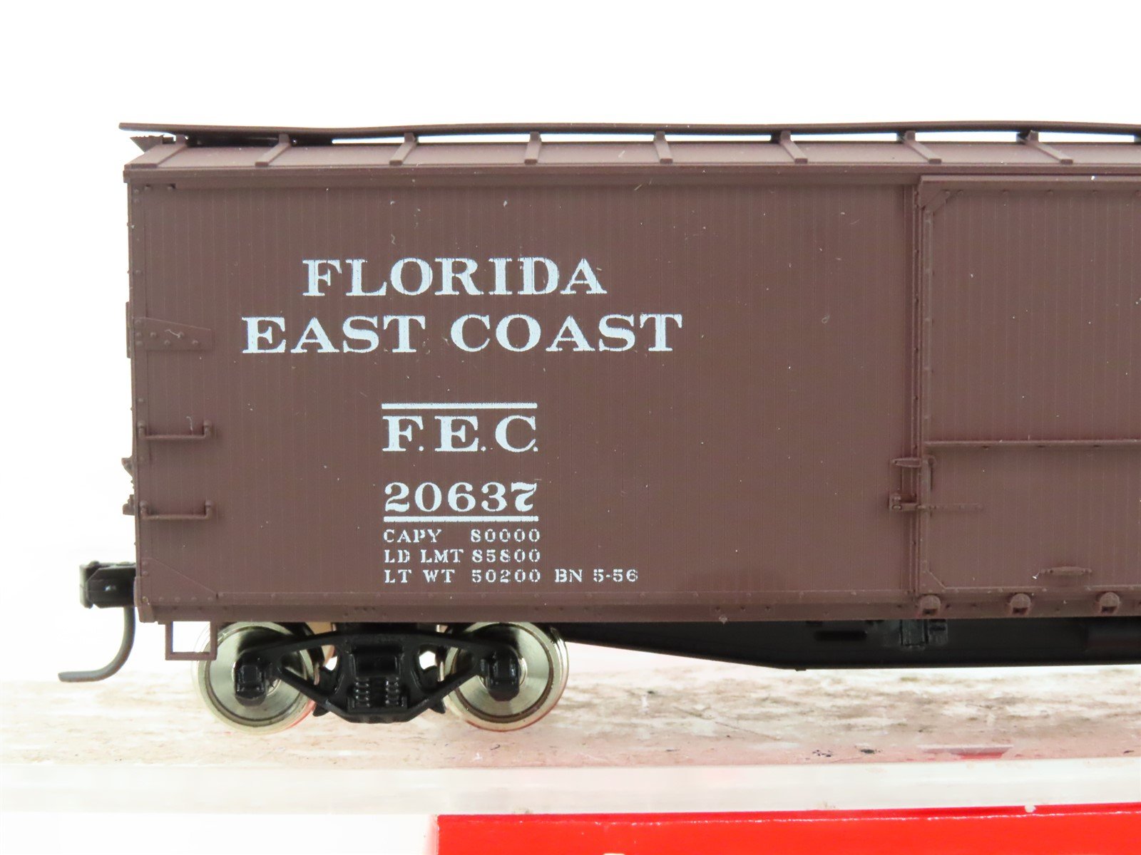 HO Scale Accurail Accuready 94627 FEC Florida East Coast Wood 40' Box Car #20637