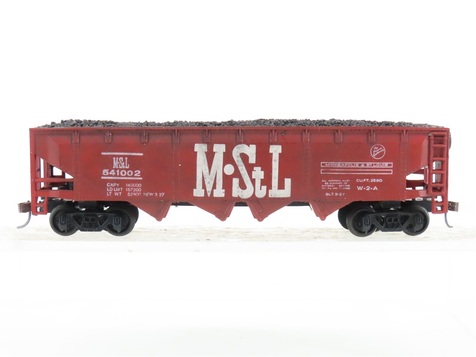 HO Scale AHM M&StL Minneapolis & St Louis 4-Bay Hopper #541002 -Custom Weathered