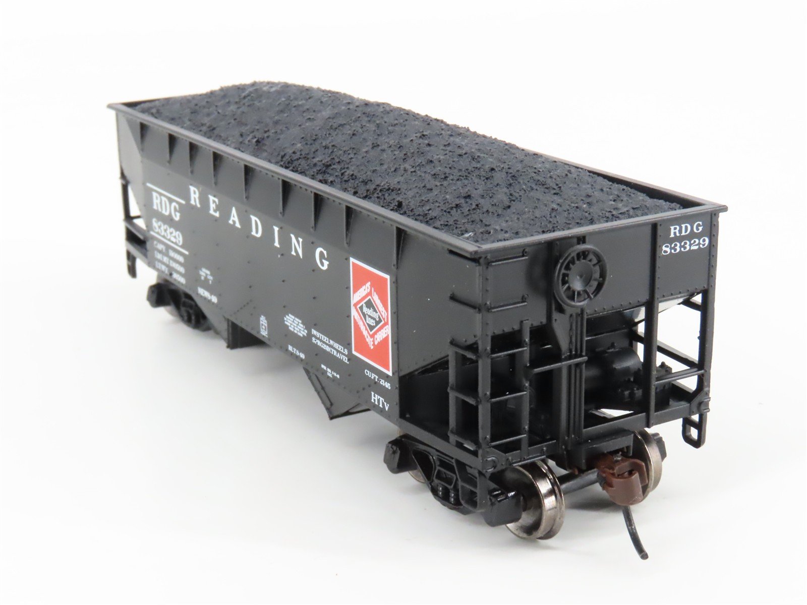 HO Scale RDG Reading 2-Bay Open Hopper #83329 w/Coal Load