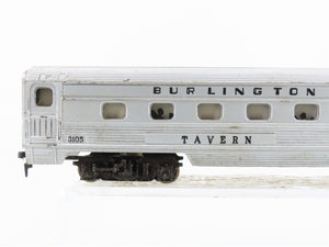 HO Scale Tyco CBW Burlington Tavern Passenger Car #3105 w/Light