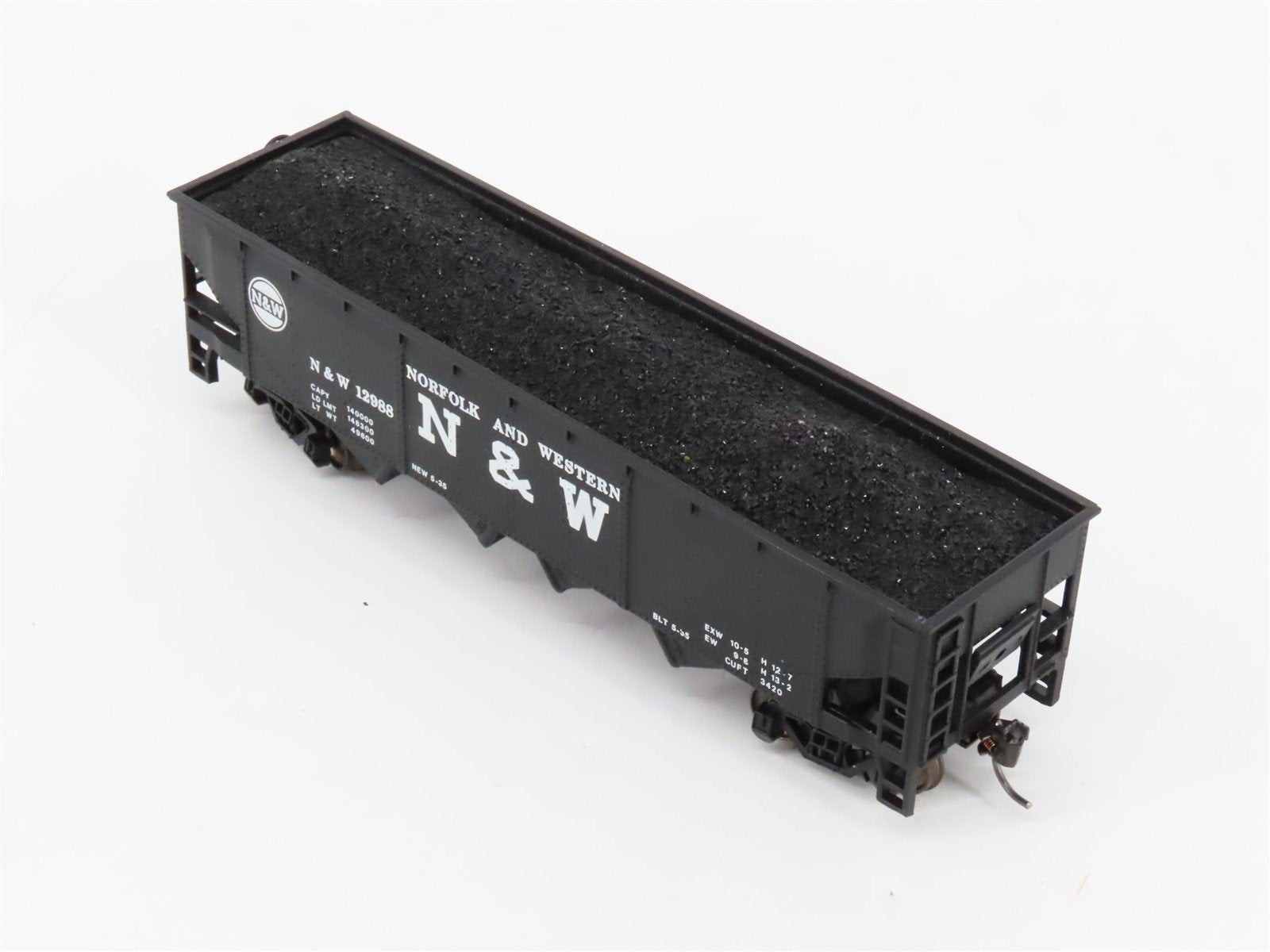 HO Scale Athearn 4444 N&W Norfolk & Western 34' 3-Bay Open Hopper #12988 wLoad