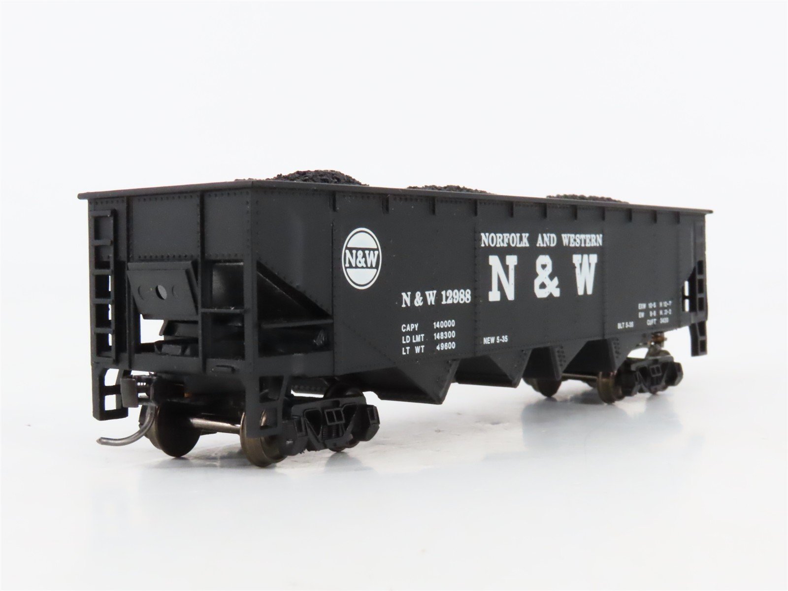 HO Scale Athearn 4444 N&W Norfolk & Western 34' 3-Bay Open Hopper #12988 wLoad