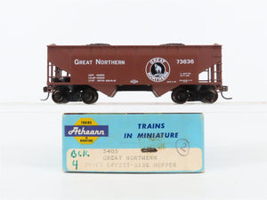 HO Scale Athearn 5405 GN Great Northern 34' 2-Bay Open Hopper #73636 wLoad