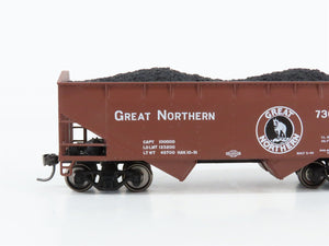 HO Scale Athearn 5405 GN Great Northern 34' 2-Bay Open Hopper #73636 wLoad