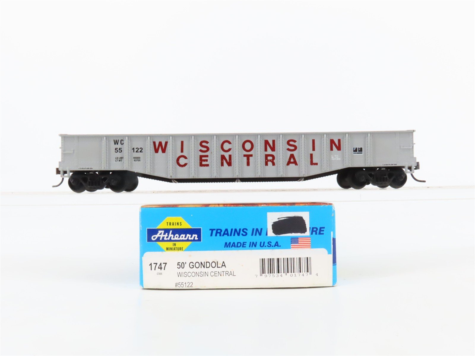 HO Scale Athearn 1747 WC Wisconsin Central 50' Gondola #55122