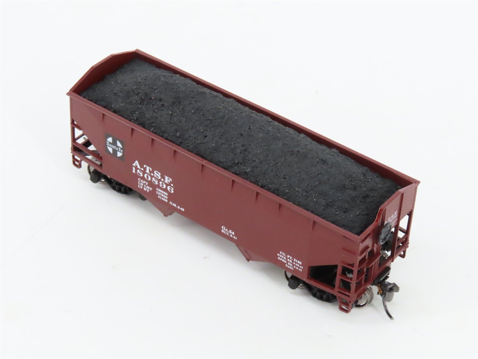 HO Scale Athearn ATSF Santa Fe 34' 2-Bay Hopper #180896 w/Coal Load