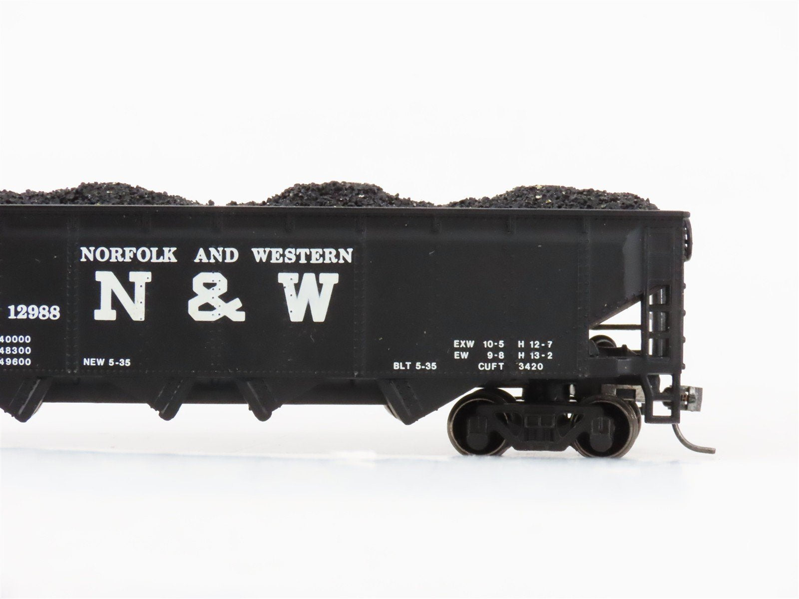 HO Scale Athearn N&W Norfolk & Western 4-Bay Open Hopper #12988 w/Coal Load