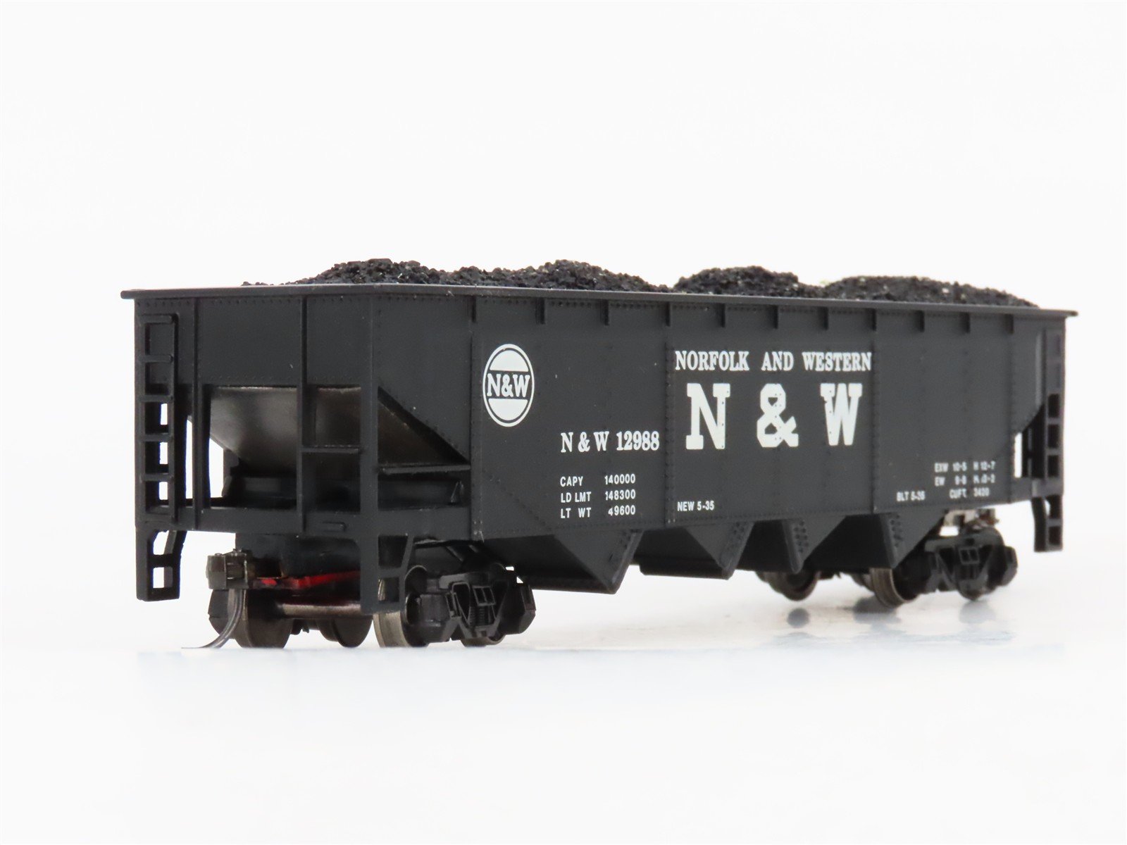 HO Scale Athearn N&W Norfolk & Western 4-Bay Open Hopper #12988 w/Coal Load