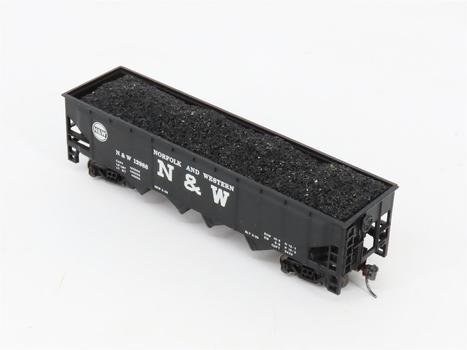 HO Scale Athearn N&W Norfolk & Western 4-Bay Open Hopper #12988 w/Coal Load