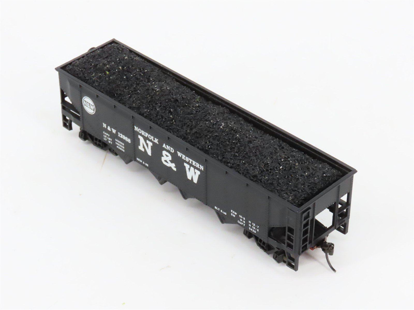 HO Scale Athearn N&W Norfolk & Western 4-Bay Open Hopper #12988 w/Coal Load