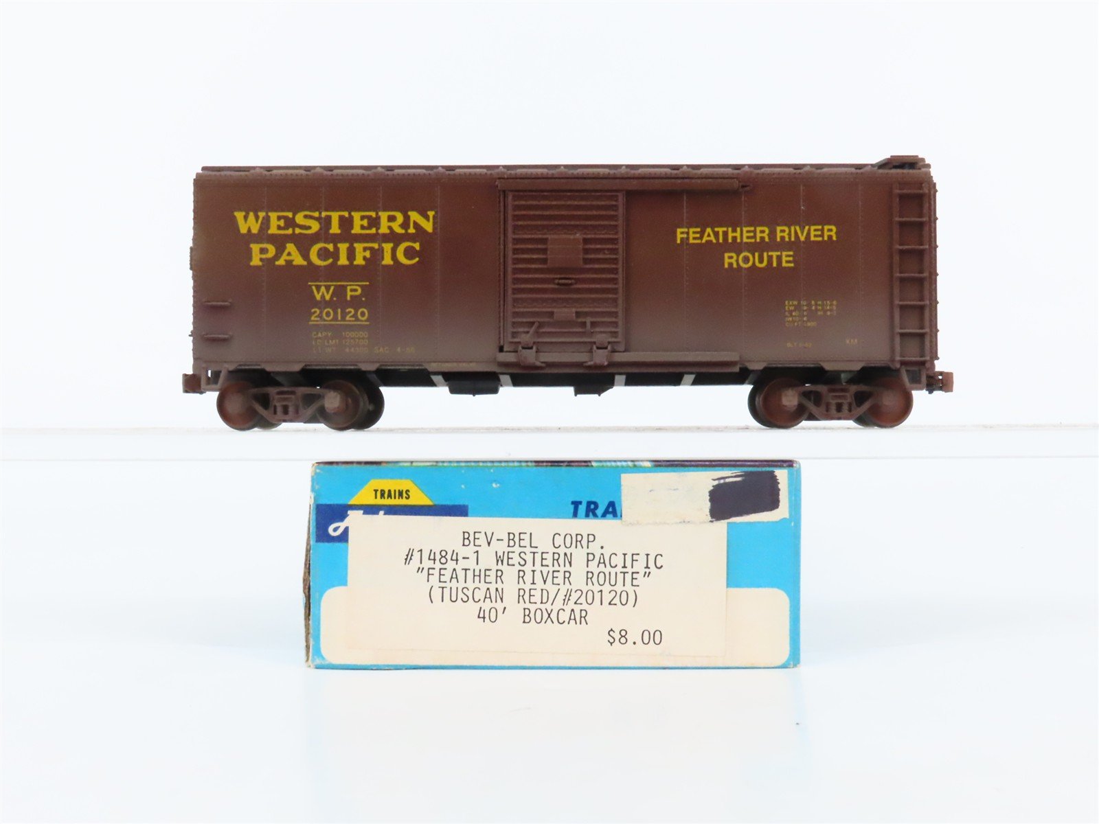HO Scale Athearn/Bev-Bel 1484-1 WP Western Pacific 40' Boxcar #20120 Weathered