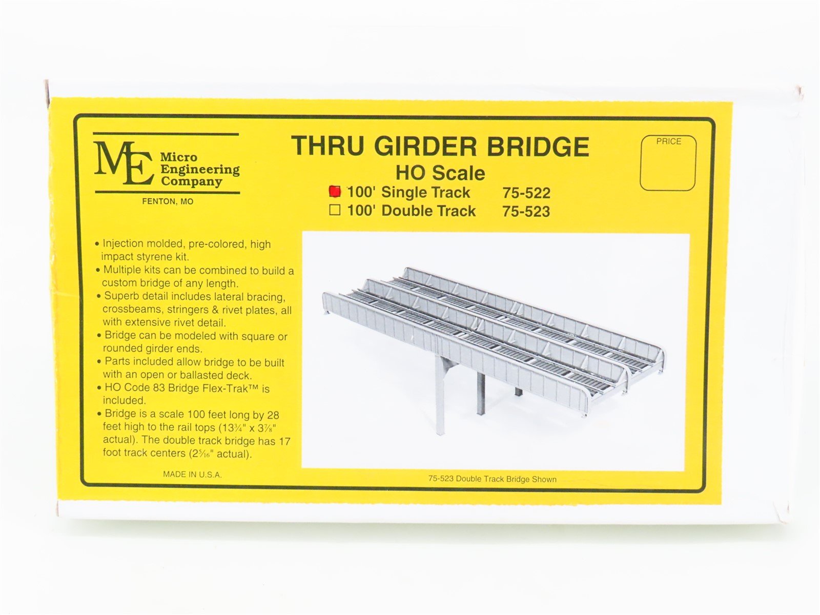 HO Scale Micro Engineering 75-522 100' Single Track Thru Girder Bridge Kit