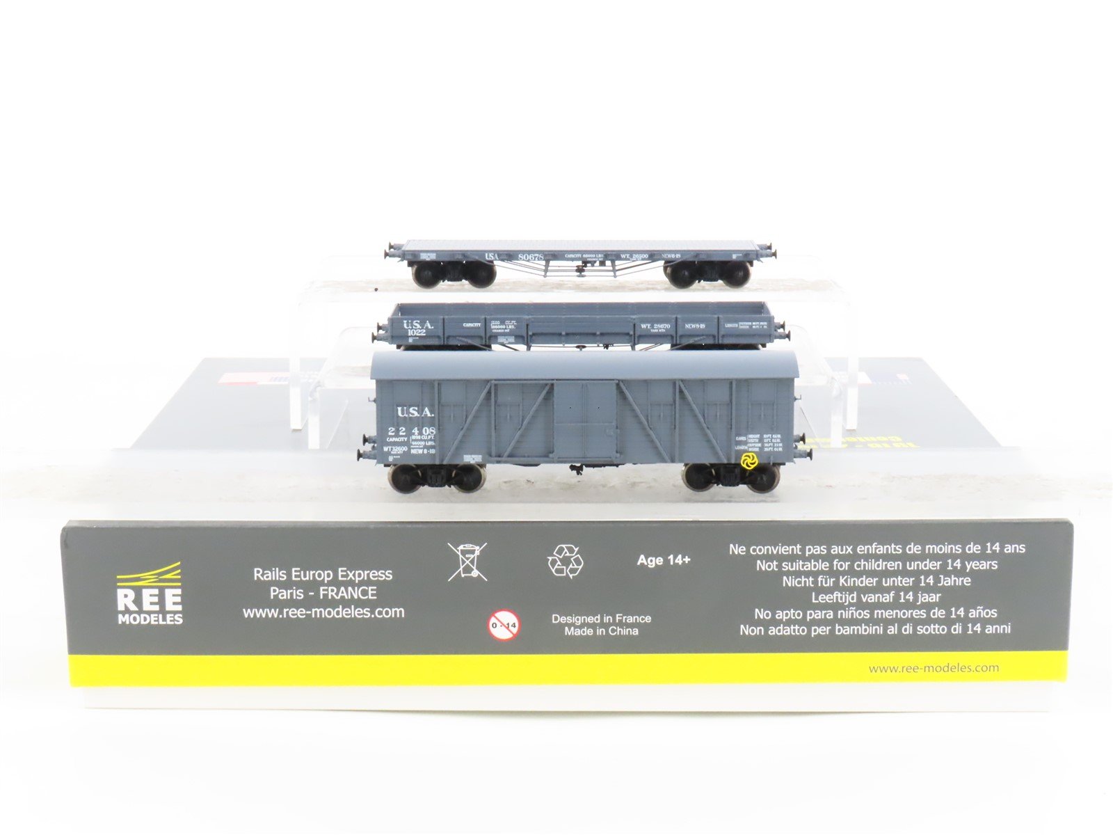 HO Scale Ree Modelers WB-541 USA Transport Corps Circa 1918 3-Car Freight Set