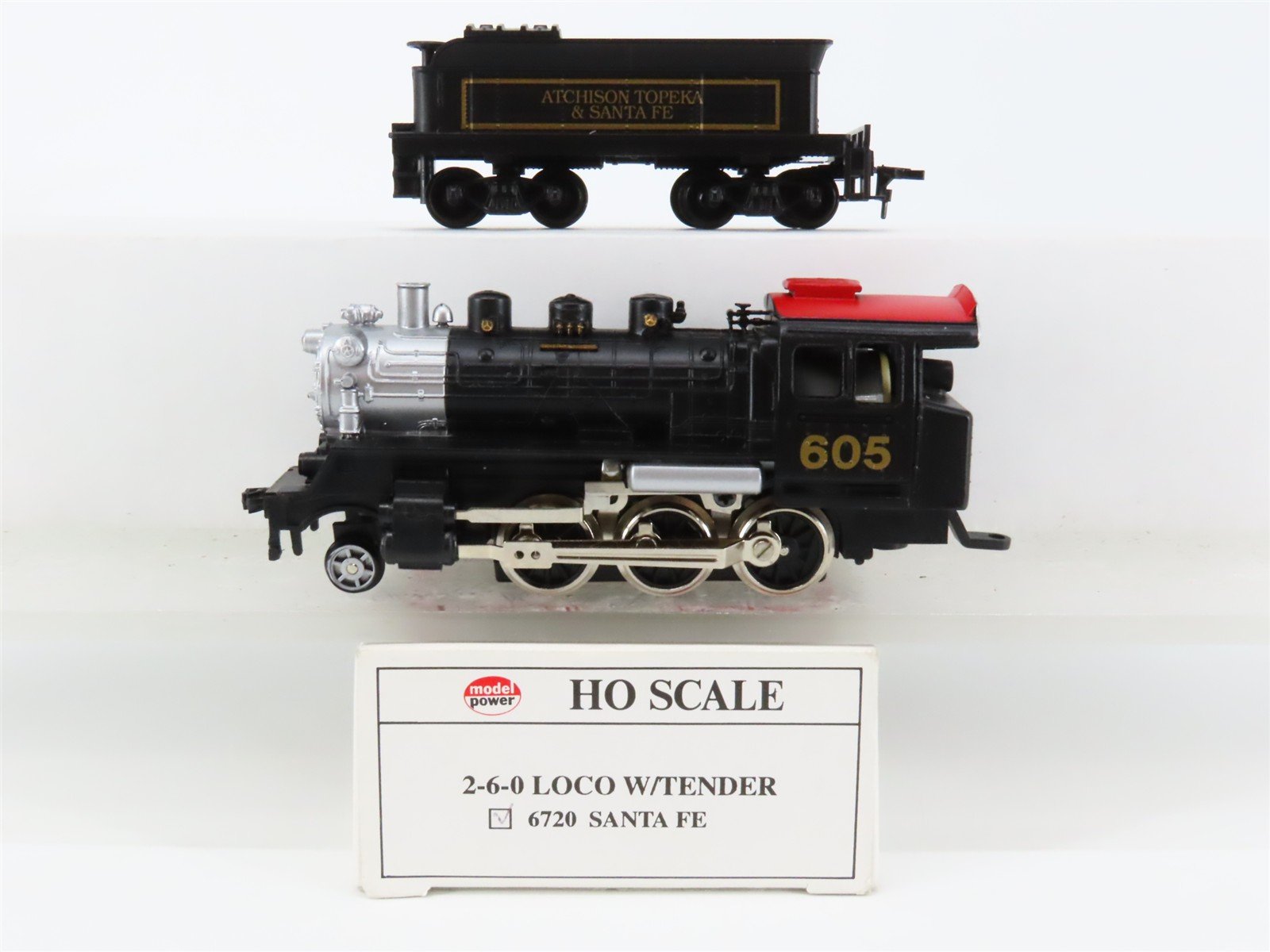HO Scale Model Power 6720 ATSF Santa Fe 2-6-0 Steam Locomotive #605