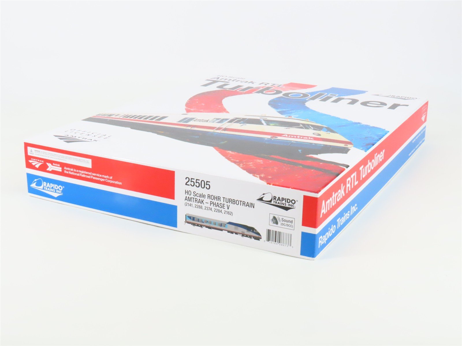 HO Rapido 25505 AMTK Amtrak Phase V Rohr Turbotrain 5-Unit Set w/ DCC & Sound