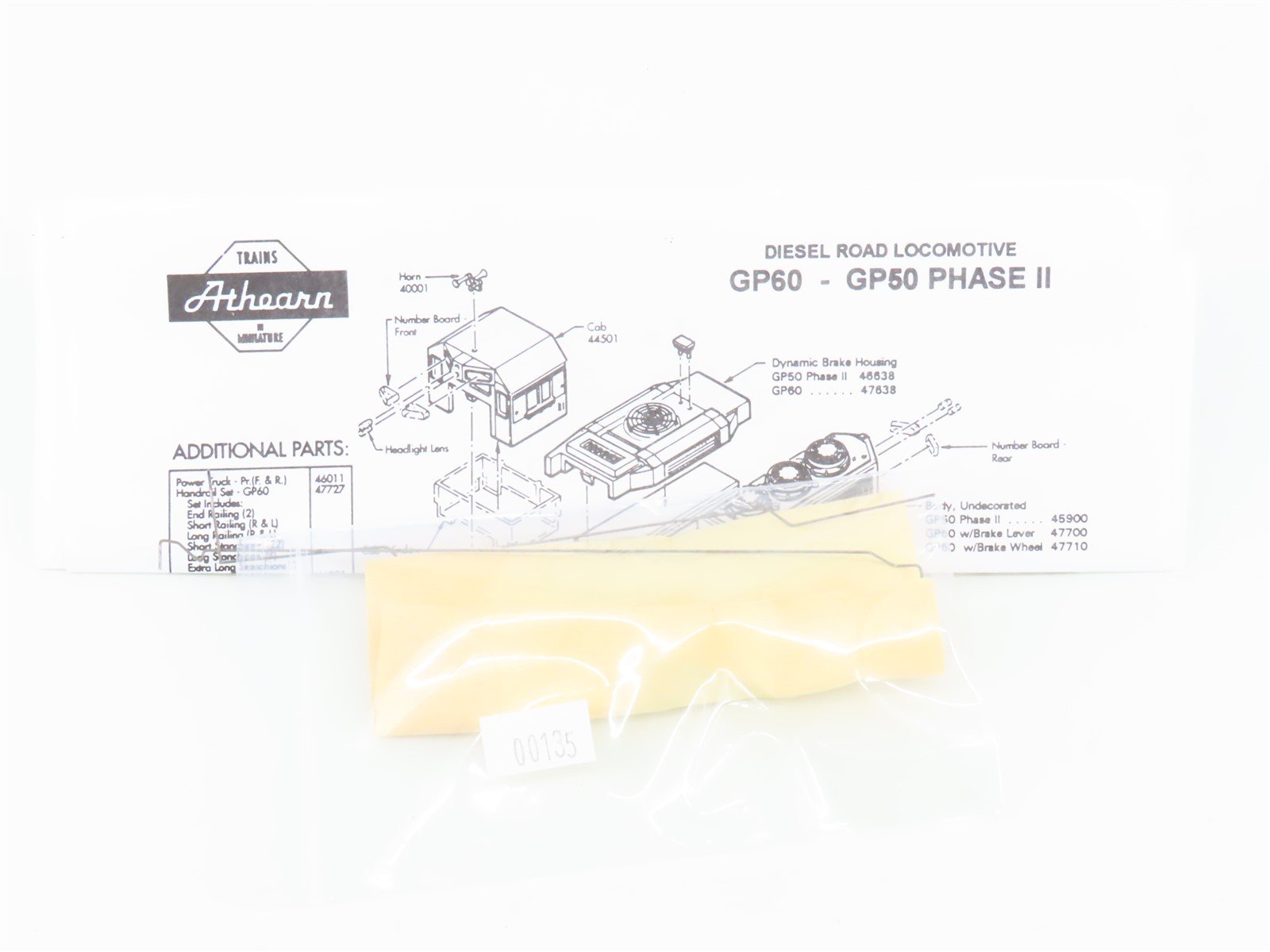 HO Scale Athearn 4771 Undecorated GP60 Diesel Locomotive UNPOWERED
