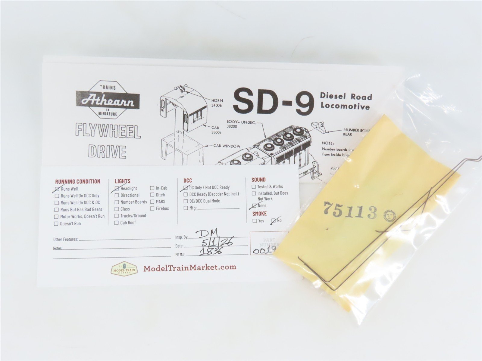 HO Scale Athearn 3801 ATSF Santa Fe EMD SD9 Diesel Locomotive #2964