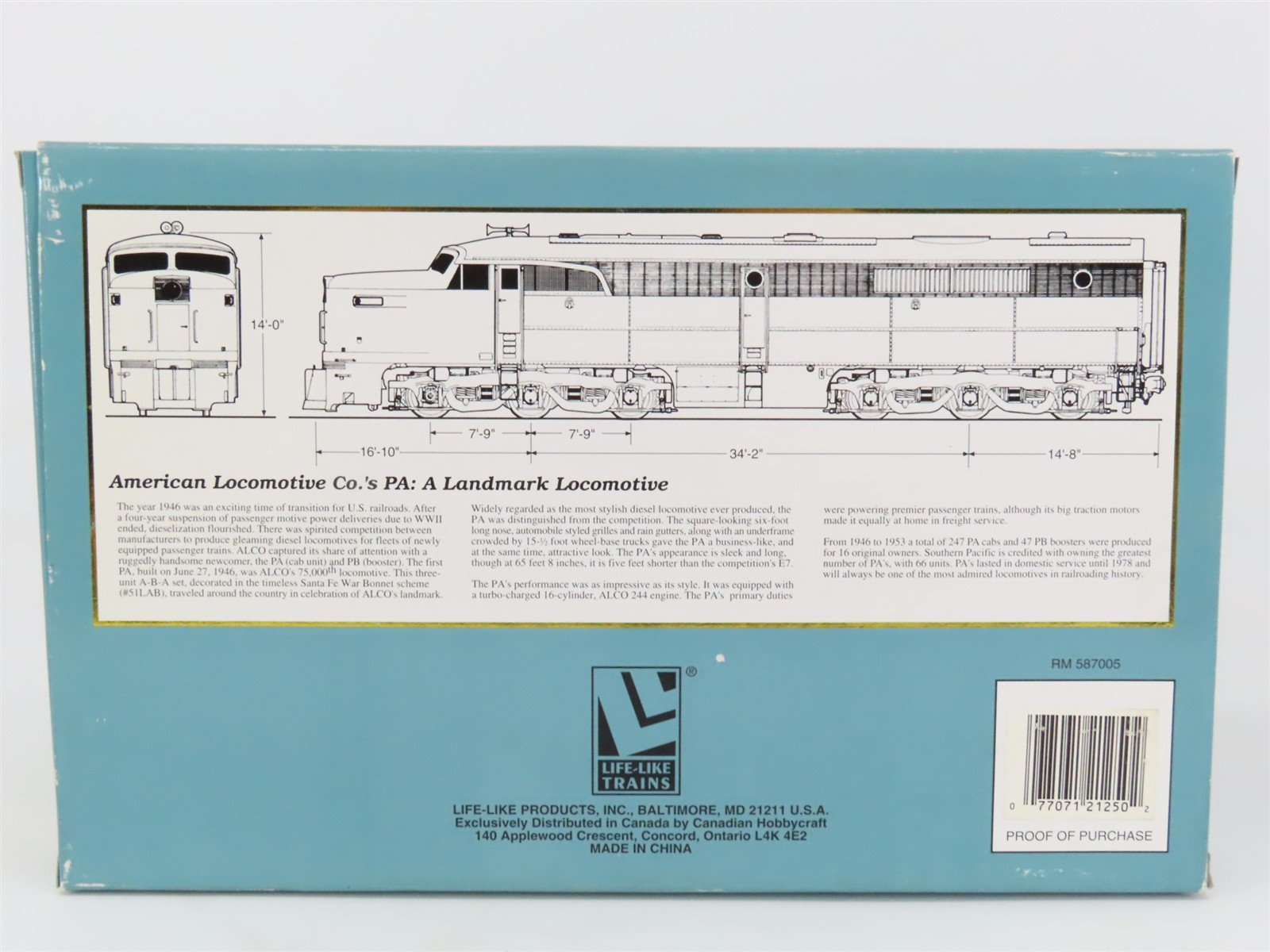 HO Scale Proto 2000 21250 Undecorated PA Diesel Locomotive