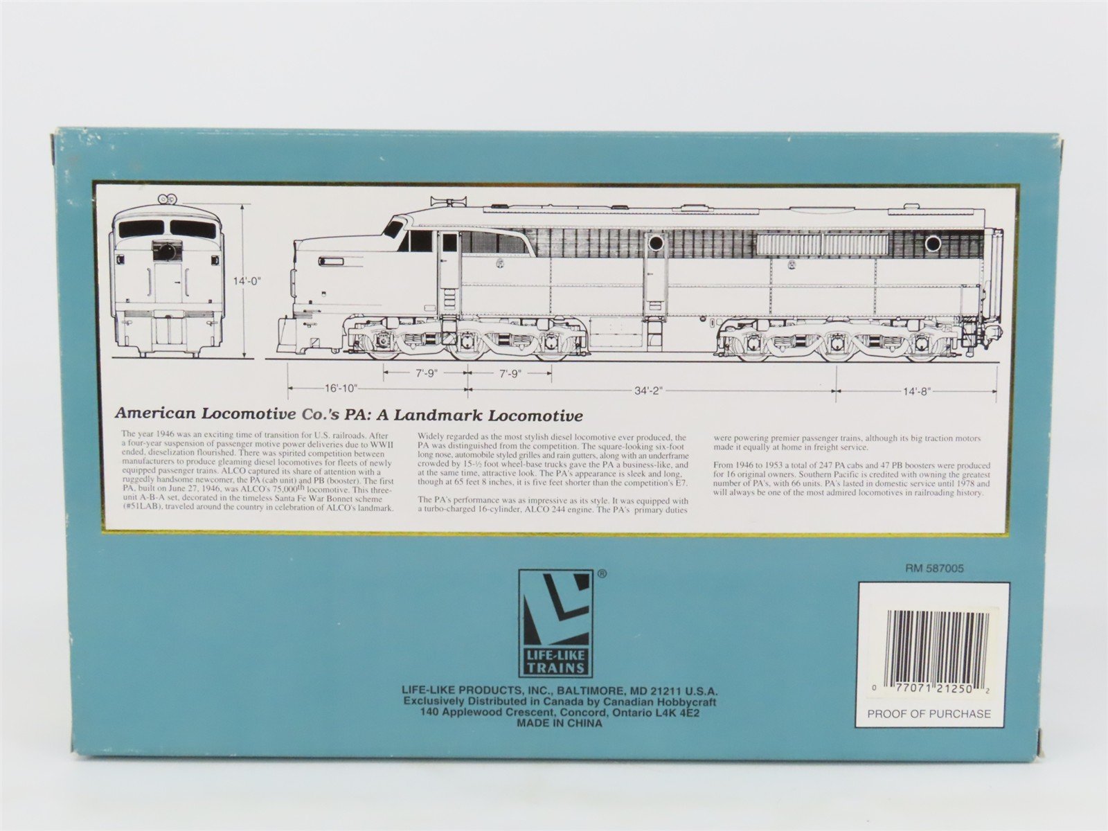 HO Scale Proto 2000 21250 Undecorated PA Diesel Locomotive