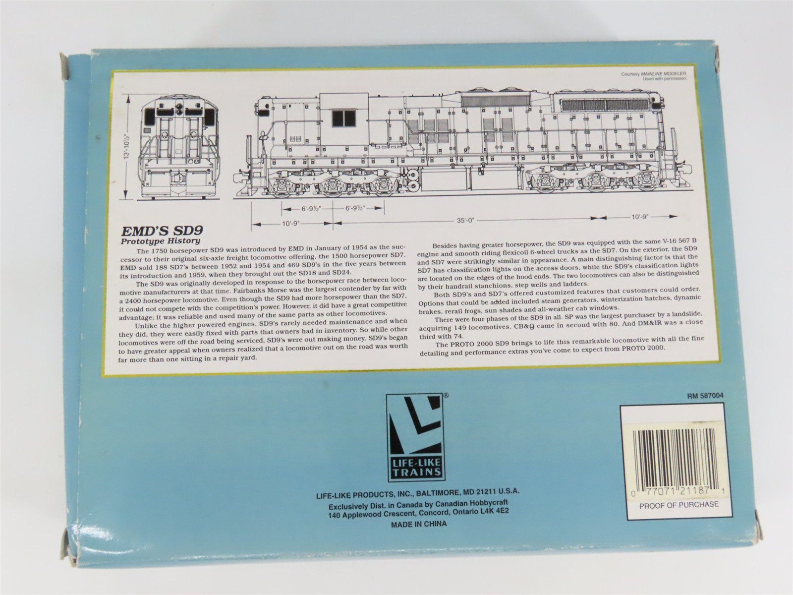 HO Scale Proto 2000 21187 CBQ Burlington SD9 Diesel Locomotive #358