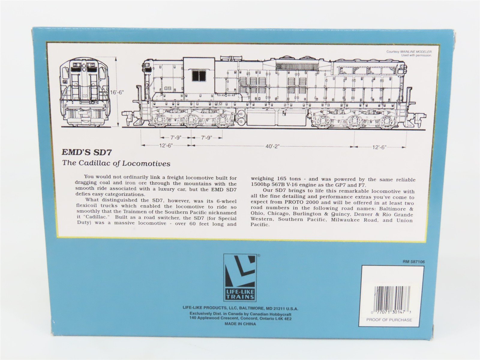 HO Scale Proto 2000 30147 SP Southern Pacific SD7 Diesel Locomotive #5327