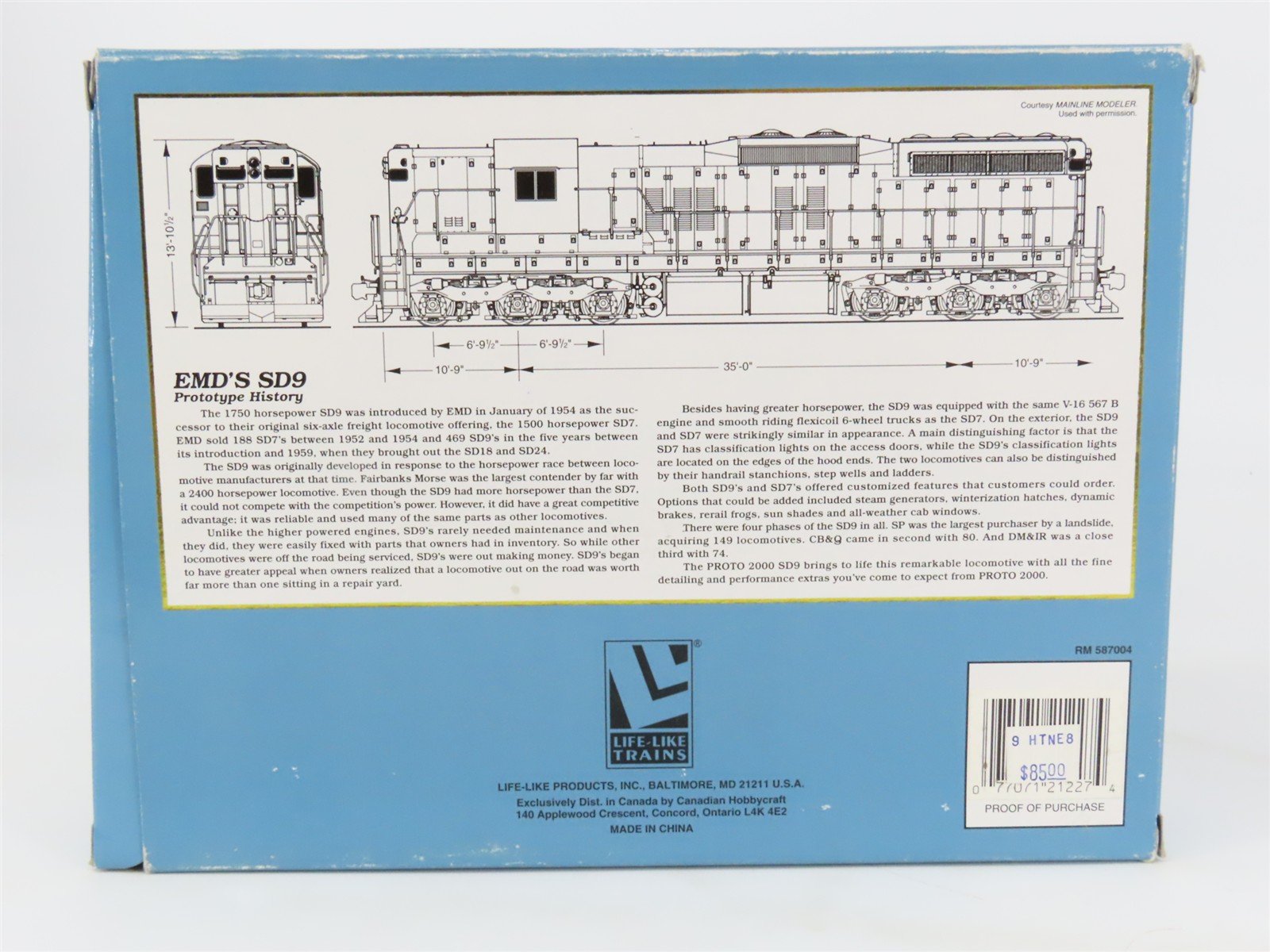 HO Scale Proto 2000 21227 BN Burlington Northern SD9 Diesel Locomotive #6226