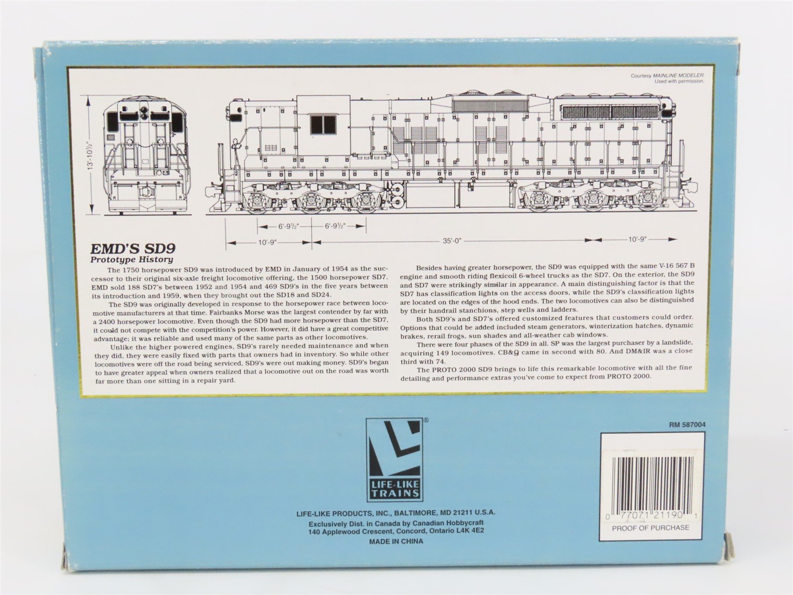 HO Scale Proto 2000 21190 GN Great Northern SD9 Diesel Locomotive #579