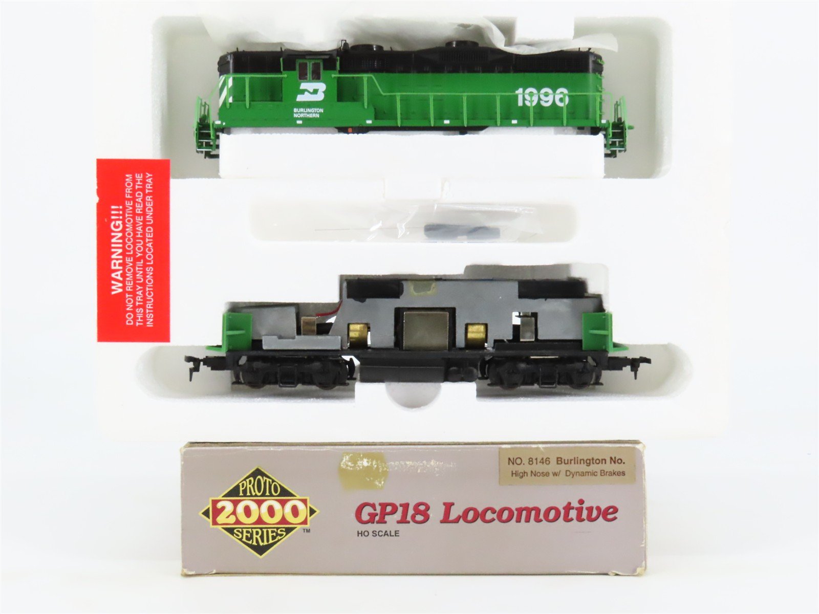 HO Scale Proto 2000 8146 BN Burlington Northern GP18 Diesel #1996 BAD GEARS