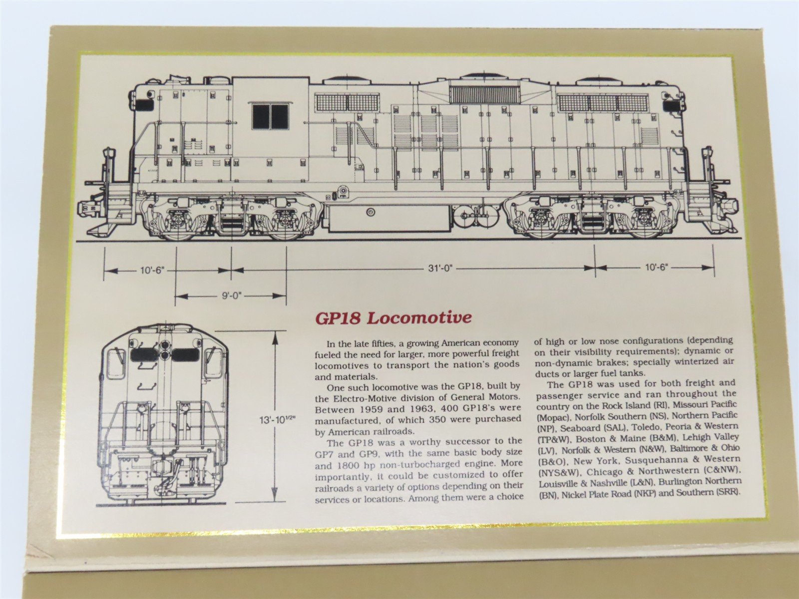 HO Scale Proto 2000 8146 BN Burlington Northern GP18 Diesel #1996 BAD GEARS
