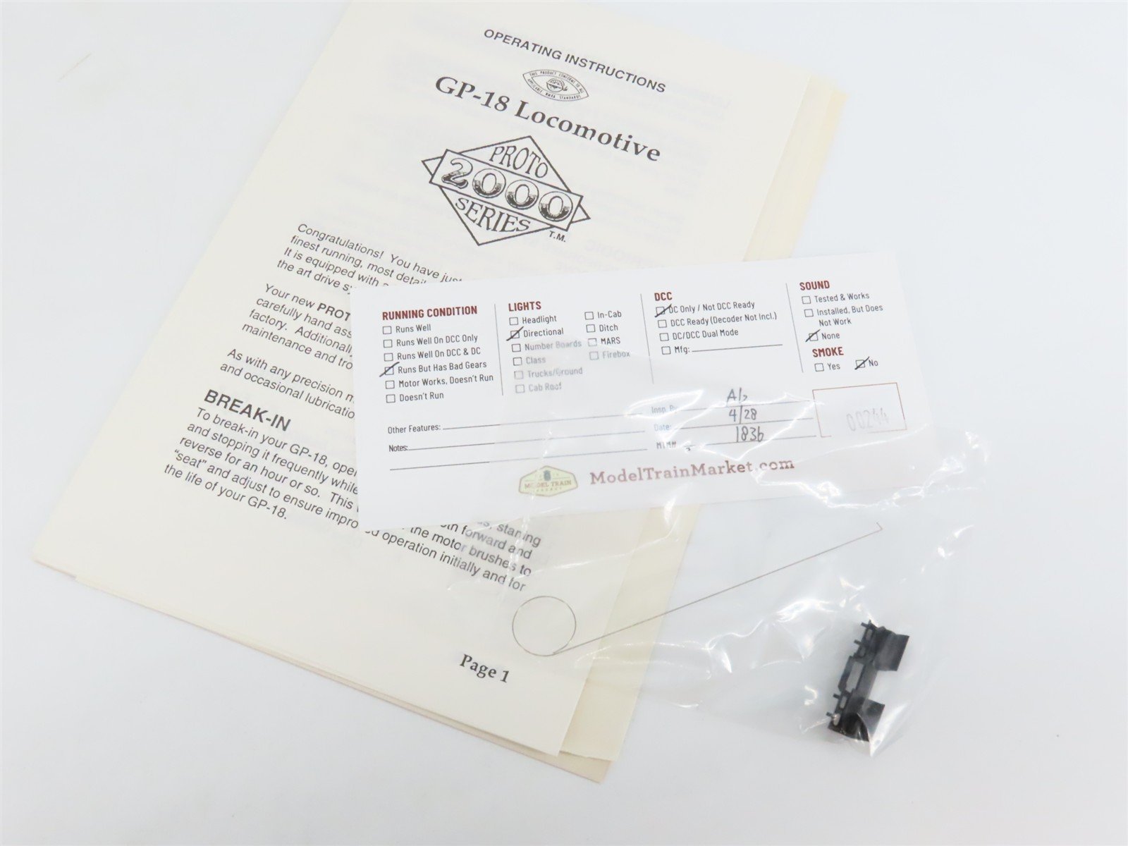 HO Scale Proto 2000 8145 BN Burlington Northern GP18 Diesel #1994 BAD GEARS