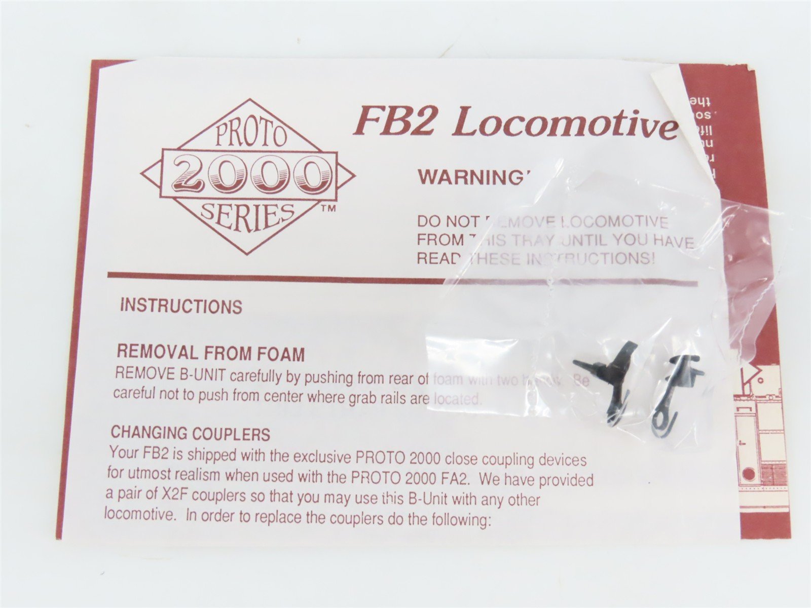 HO Scale Proto 2000 8393 Undecorated FB2 Diesel Locomotive UNPOWERED