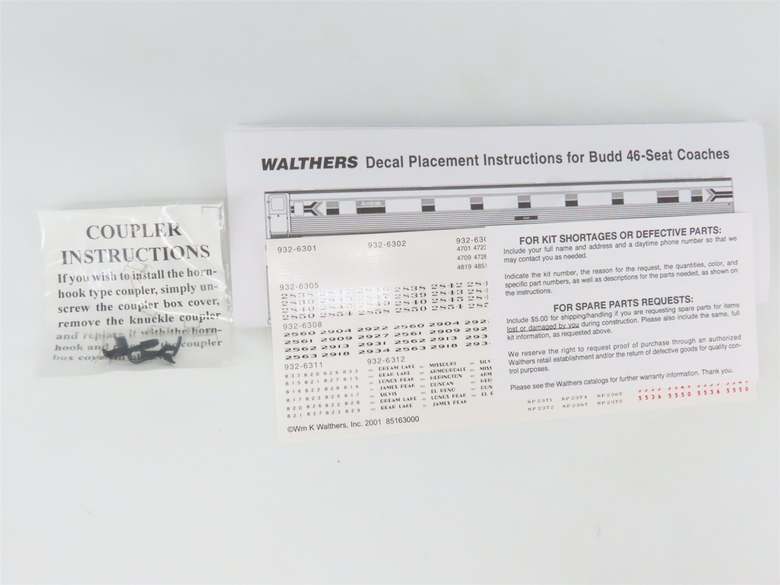 HO Scale Walthers RTR 932-6313 SP Southern Pacific 46-Seat Coach Passenger Car