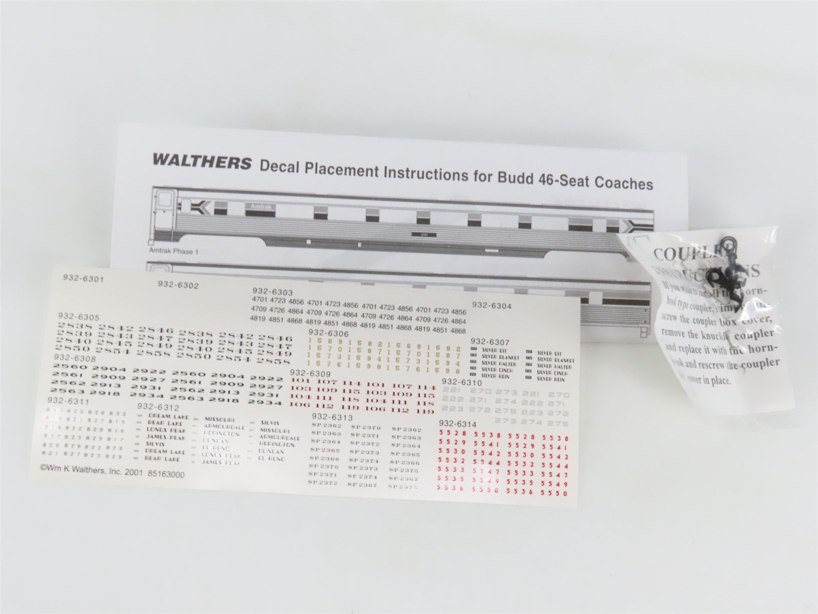 HO Scale Walthers RTR 932-6313 SP Southern Pacific 46-Seat Coach Passenger Car