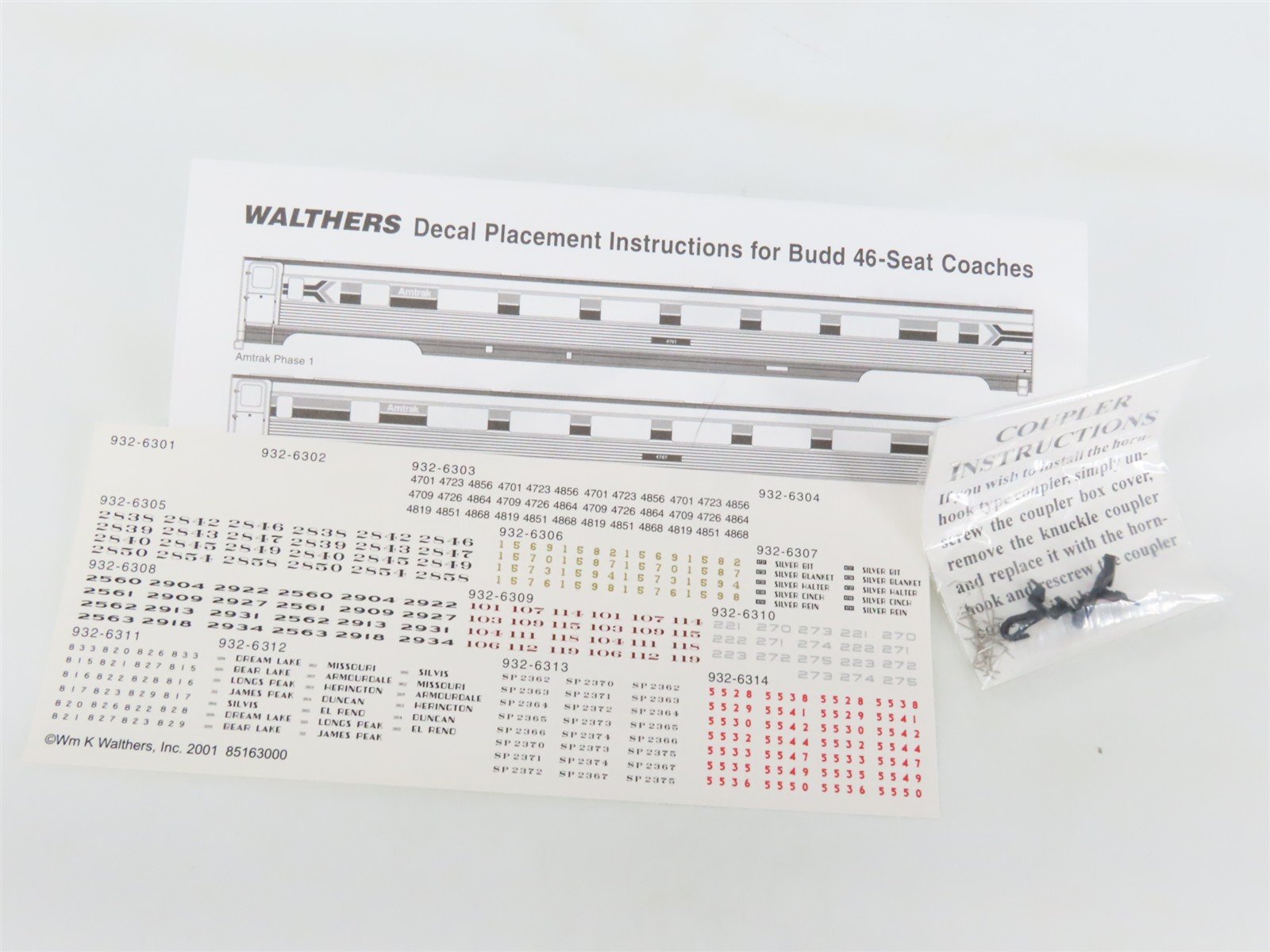 HO Scale Walthers RTR 932-6313 SP Southern Pacific 46-Seat Coach Passenger Car