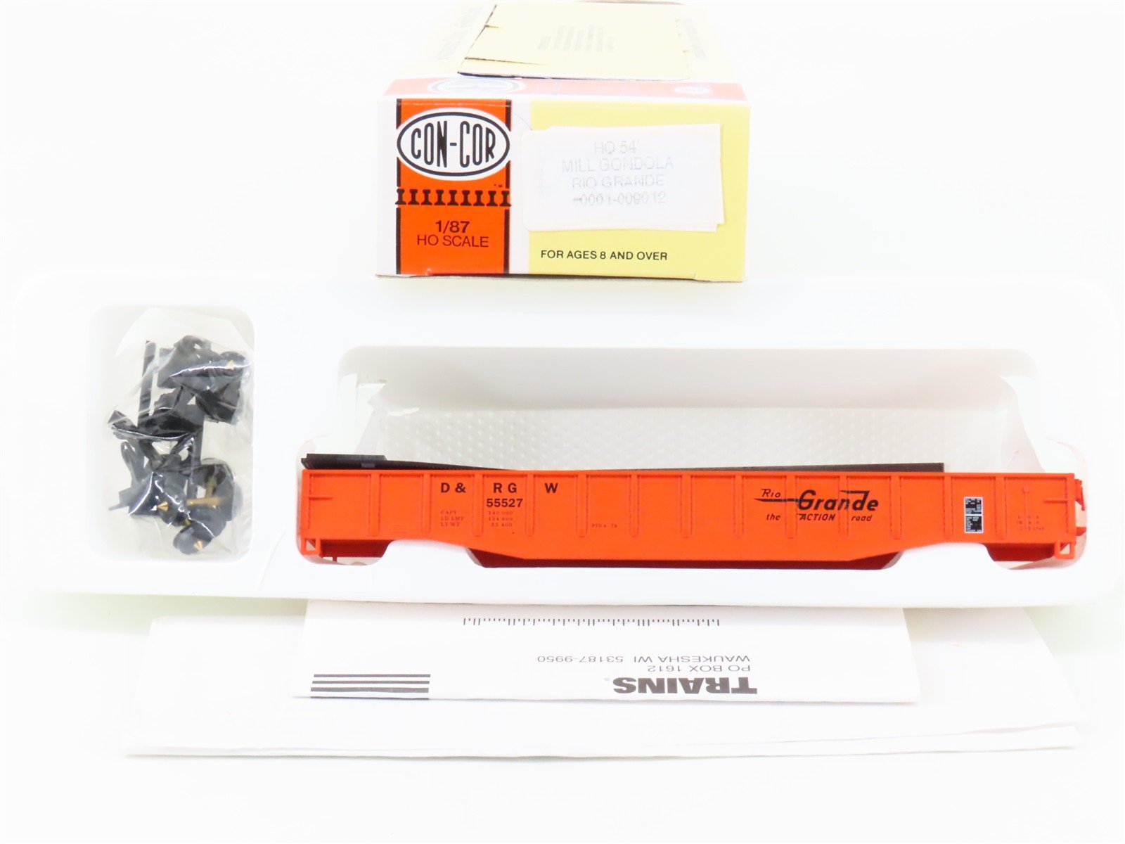HO Scale Con-Cor Kit 0001-009012 D&RGW Rio Grande 54' Mill Gondola #55527