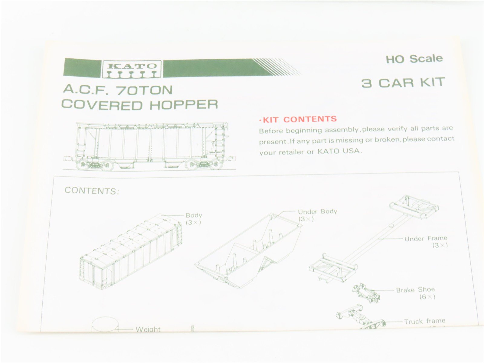 HO Scale KATO Kit 38-0110 D&RGW Rio Grande 2-Bay Covered Hopper 3-Pack