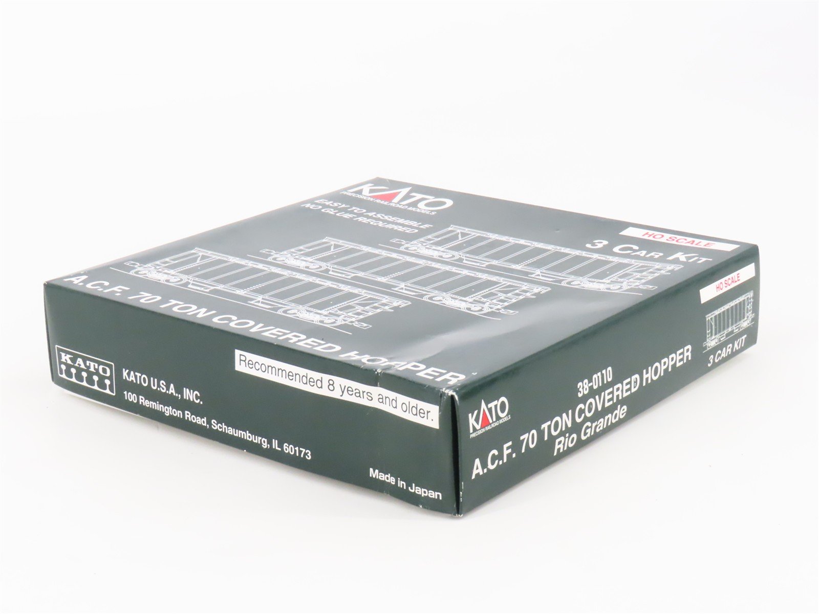 HO Scale KATO Kit 38-0110 D&RGW Rio Grande 2-Bay Covered Hopper 3-Pack