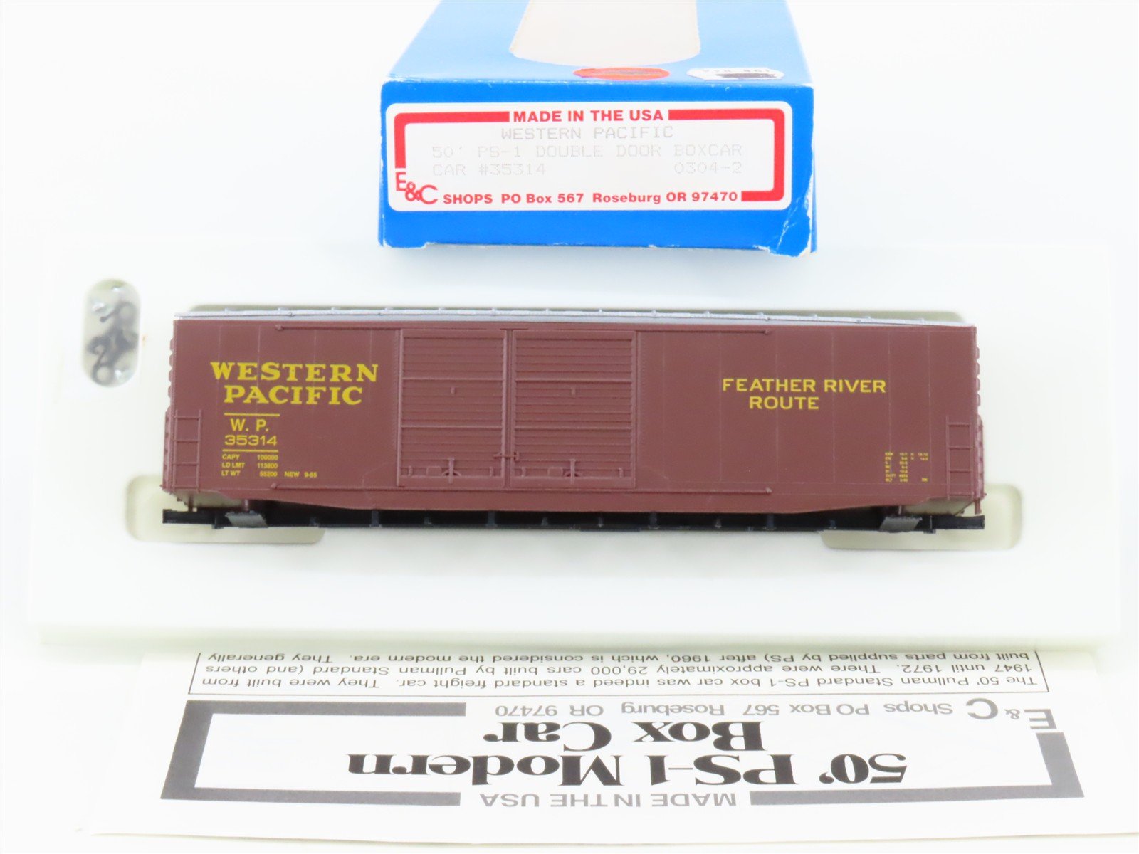 HO Scale E&C Shops Kit 0304-2 WP Western Pacific 50' Double Door Box Car #35314